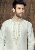 Readymade White Art Silk Kurta Pyjama