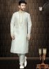 Readymade White Art Silk Kurta Pyjama