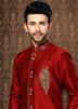 Readymade Maroon Art Silk Indo Western Sherwani