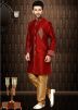 Readymade Maroon Art Silk Indo Western Sherwani