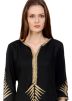 Black Readymade Asymmetric Rayon Kurta Set