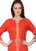 Orange Rayon Readymade Asymmetric Kurta Set