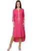 Readymade Pink Asymmetric Rayon Kurta Set