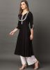 Black Readymade Rayon Flared Kurta With Palazzo