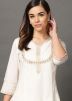 Readymade Off White Flared Long Kurta With Palazzo