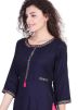 Navy Blue Readymade Rayon Flared Kurta Set