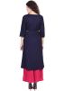 Navy Blue Readymade Rayon Flared Kurta Set