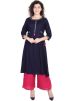 Navy Blue Readymade Rayon Flared Kurta Set