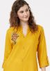 Yellow Readymade Embroidered Slit Style Kurta Set