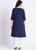 Navy Blue Readymade Flared Long Kurta With Palazzo