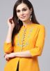 Readymade Yellow Slit Style Long Kurta Pant Set