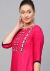 Pink Embroidered Straight Cut Kurta With Palazzo