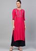 Pink Embroidered Straight Cut Kurta With Palazzo