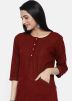 Readymade Maroon Straight Cut Rayon Kurta Set