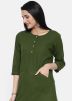 Green Rayon Straight Cut Readymade Kurta Palazzo Set