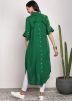 Green Rayon Front Slit Style Asymmetric Kurta Set