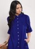 Readymade Blue Front Slit Style Kurta With Pant