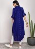 Readymade Blue Front Slit Style Kurta With Pant