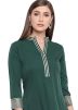 Green Asymmetric Gota Patti Laced Kurta Set