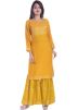 Yellow Rayon Gota Patti Laced Kurta Gharara Set