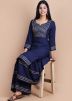 Navy Blue Gota Patti Embellished Kurta With Gharara