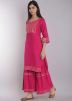 Readymade Pink Gota Patti Laced Kurta Gharara Set