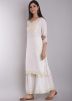 White Readymade Gota Patti Laced Kurta Gharara Set