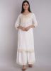 White Readymade Gota Patti Laced Kurta Gharara Set