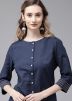 Navy Blue Readymade Front Slit Kurta With Palazzo