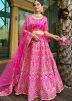 Pink Embroidered Satin Lehenga Choli Set