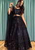 Black Dori Work Lehenga Choli In Net