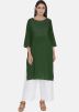 Readymade Green Embroidered Kurta With Palazzo