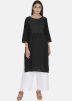 Black Readymade Embroidered Kurta Palazzo Set