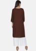 Readymade Brown Embroidered Kurta With Palazzo