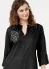 Black Readymade Embroidered Slit Style Kurta Set