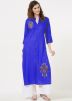 Readymade Blue Embroidered Slit Style Kurta Set