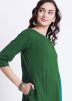 Green Readymade Rayon Paneled Kurta Palazzo Set