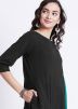 Readymade Black Paneled Flared Kurta With Palazzo