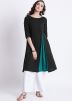 Readymade Black Paneled Flared Kurta With Palazzo