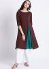 Readymade Brown Side Slit Paneled Kurta Palazzo Set