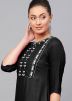 Black Rayon Embroidered Long Kurta With Palazzo