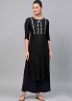 Black Rayon Embroidered Long Kurta With Palazzo