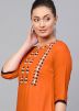 Orange Embroidered Readymade Kurta Palazzo Set