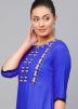 Readymade Blue Embroidered Long Kurta With Palazzo