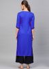 Readymade Blue Embroidered Long Kurta With Palazzo