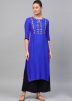 Readymade Blue Embroidered Long Kurta With Palazzo