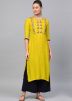 Yellow Readymade Embroidered Rayon Kurta Set