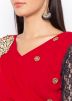 Red Asymmetric Twin Layered Bell Sleeved Kurta Set