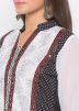 Black and Off White Printed Paneled Kurta With Pant