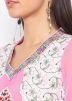 Pink Embroidered Asymmetric Cowl Style Kurta Set